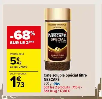 Carrefour Market Café Soluble Spécial Filtre Nescafé offre