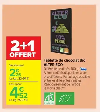 Carrefour Market Tablette De Chocolat Nio Alter Eco offre