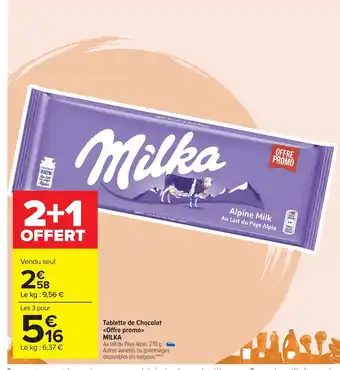 Tablette De Chocolat Offre Promo Milka
