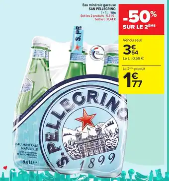 Carrefour Market Eau Minérale Gazeuse San Pellegrino offre