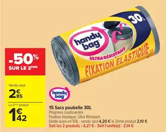 Carrefour Market 15 Sacs poubelle 30L offre