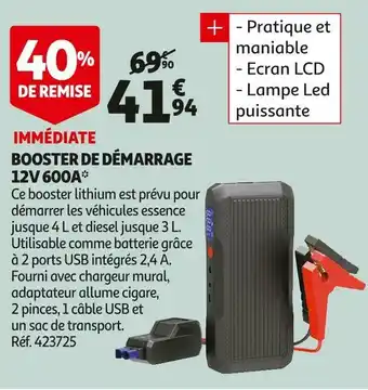 Auchan Booster de démarrage 12v 600a offre