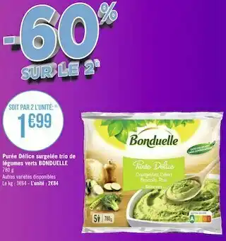 Bonduelle purée délice surgelée trio de légumes verts