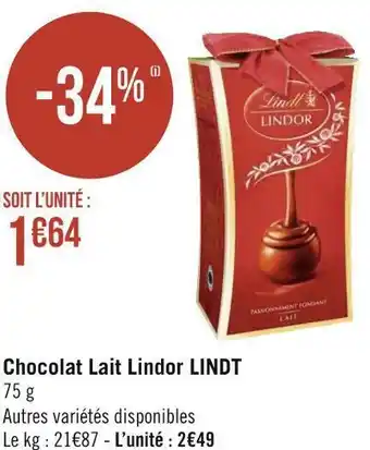 Géant Casino Lindt chocolat lait lindor offre