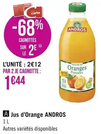 Géant Casino Andros jus d’orange offre