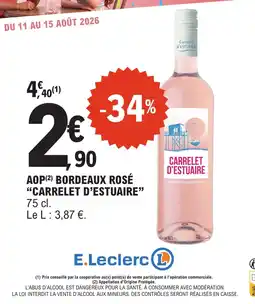 E.Leclerc CARRELET D'ESTUAIRE AOP BORDEAUX ROSÉ offre