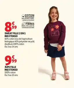 Auchan INEXTENSO SWEAT FILLE 2 EN 1 offre