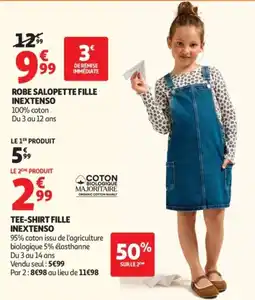 Auchan INEXTENSO ROBE SALOPETTE FILLE offre