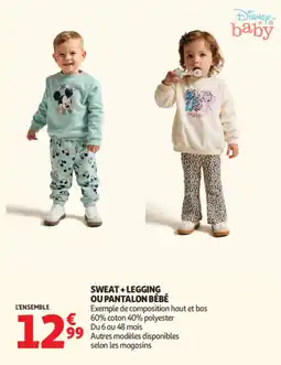 Auchan Disney baby SWEAT + LEGGING OU PANTALON BÉBÉ offre