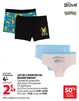 Auchan Stitch Boxers Enfant offre