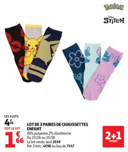 Auchan Pokémon Stitch Chaussettes Enfant offre