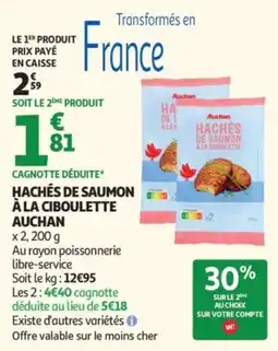 Auchan Auchan Hachés de saumon à la ciboulette offre