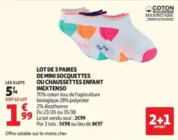 Auchan INEXTENSO mini socquettes ou chaussettes enfant offre