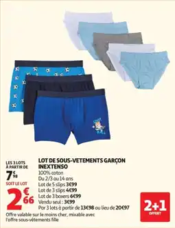 Auchan INEXTENSO LOT DE SOUS-VETEMENTS GARÇON offre