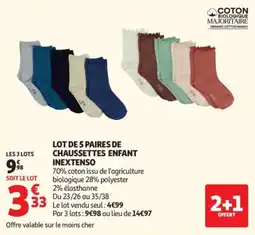 Auchan INEXTENSO Chaussettes enfant offre