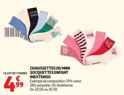 Auchan INEXTENSO CHAUSSETTES OU MINI SOCQUETTES ENFANT offre