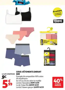 Auchan DIM Sous-vêtements enfant offre