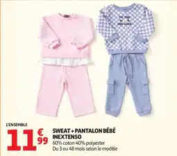 Auchan INEXTENSO SWEAT + PANTALON BÉBÉ offre