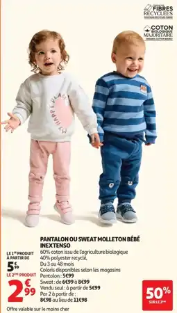 Auchan Inextenso pantalon ou sweat molleton bébé offre
