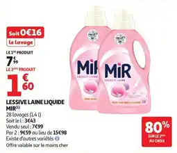 Auchan MIR Lessive Laine Liquide offre