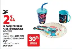 Auchan Stitch Gobelet Paille offre
