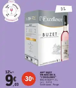 E.Leclerc L'excellence aop buzet vin rose bio offre