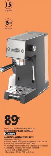E.Leclerc Cuisinart Cafetière Expresso Manuelle offre