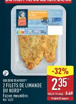 ALDI GOLDEN SEAFOOD 2 FILETS DE LIMANDE DU NORD offre