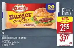 ALDI PRÉSIDENT Burger Cheddar & Emmental offre