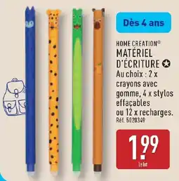 ALDI HOME CREATION MATÉRIEL D'ÉCRITURE offre
