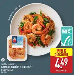 ALDI GOLDEN SEAFOOD GAMBAS ENTIÈRES CUITES offre