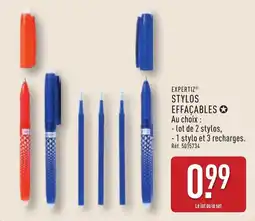 ALDI EXPERTIZ STYLOS EFFAÇABLES offre