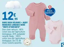 E.Leclerc Mots d'enfants Dors bien velours + Body offre