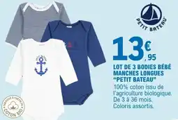 E.Leclerc PETIT BATEAU Bodies bébé manches longues offre