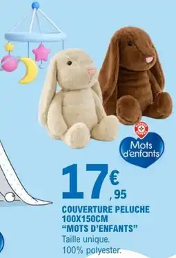E.Leclerc Mots d'enfants Couverture peluche offre