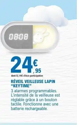 E.Leclerc Keytime réveil veilleuse lapin offre