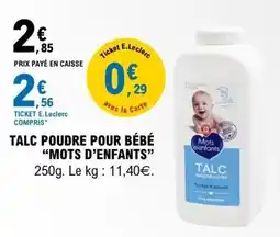 E.Leclerc Mots d'enfants Talc poudre pour bébé offre
