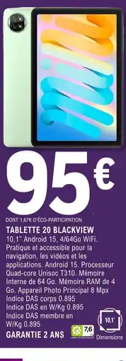 E.Leclerc Espace Culturel BLACKVIEW TABLETTE 20 offre