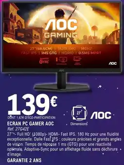 E.Leclerc Espace Culturel AOC ECRAN PC GAMER offre