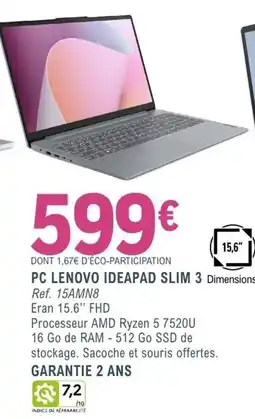 E.Leclerc Espace Culturel LENOVO PC IDEAPAD SLIM 3 offre
