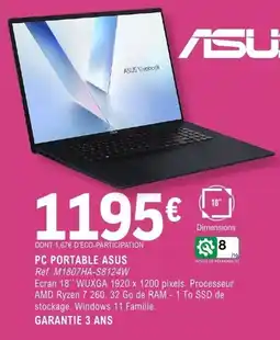 E.Leclerc Espace Culturel ASUS PC PORTABLE offre