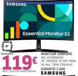 E.Leclerc Espace Culturel SAMSUNG Essential Monitor S3 offre
