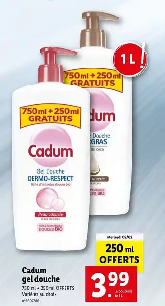 Lidl Cadum gel douche offre