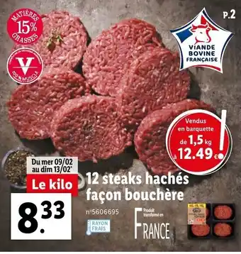 Lidl 12 Steaks hachés façon bouchère offre