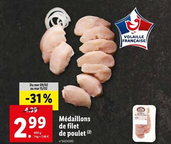 Lidl Médaillons de filet de poulet offre