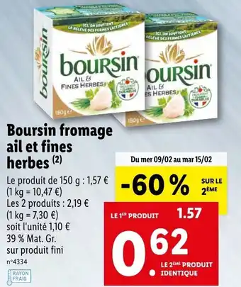 Lidl Boursin fromage ail et fines herbes offre