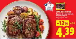 Lidl L’étal du boucher 2 pavés de bœuf marinés extra-tendres offre