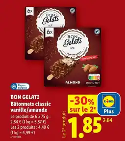Lidl Bon gelati bâtonnets classic vanille/amande offre