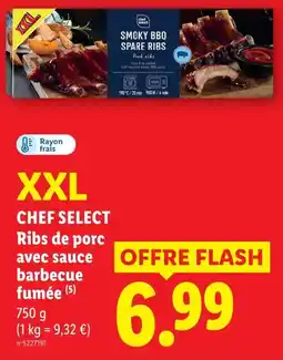 Lidl Chef select ribs de porc avec sauce barbecue fumée offre