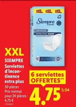 Lidl Siempre discreet xxl serviettes d'incontinence extra plus offre